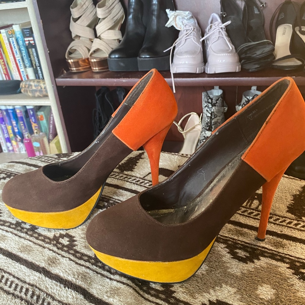 Color lock Platform Heel Womens Size 11 - Picture 3 of 6